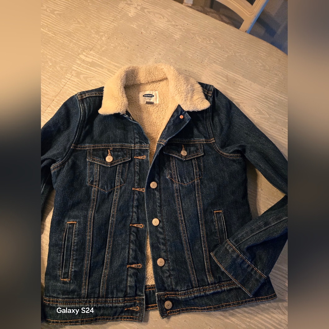 Old Navy Blue Jean Jacket With Cream Lining